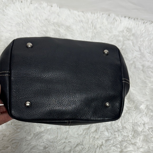 Tignanello Black Pebbled Leather Buckle Shoulder/ Satchel - Picture 5 of 12